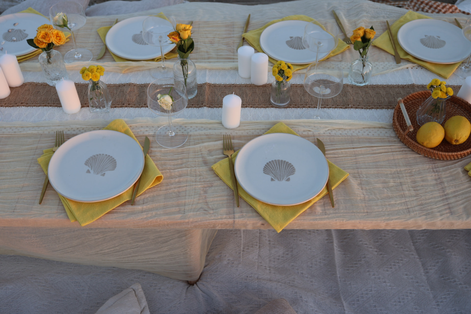 Yellow and cream Picnella beach picnic
