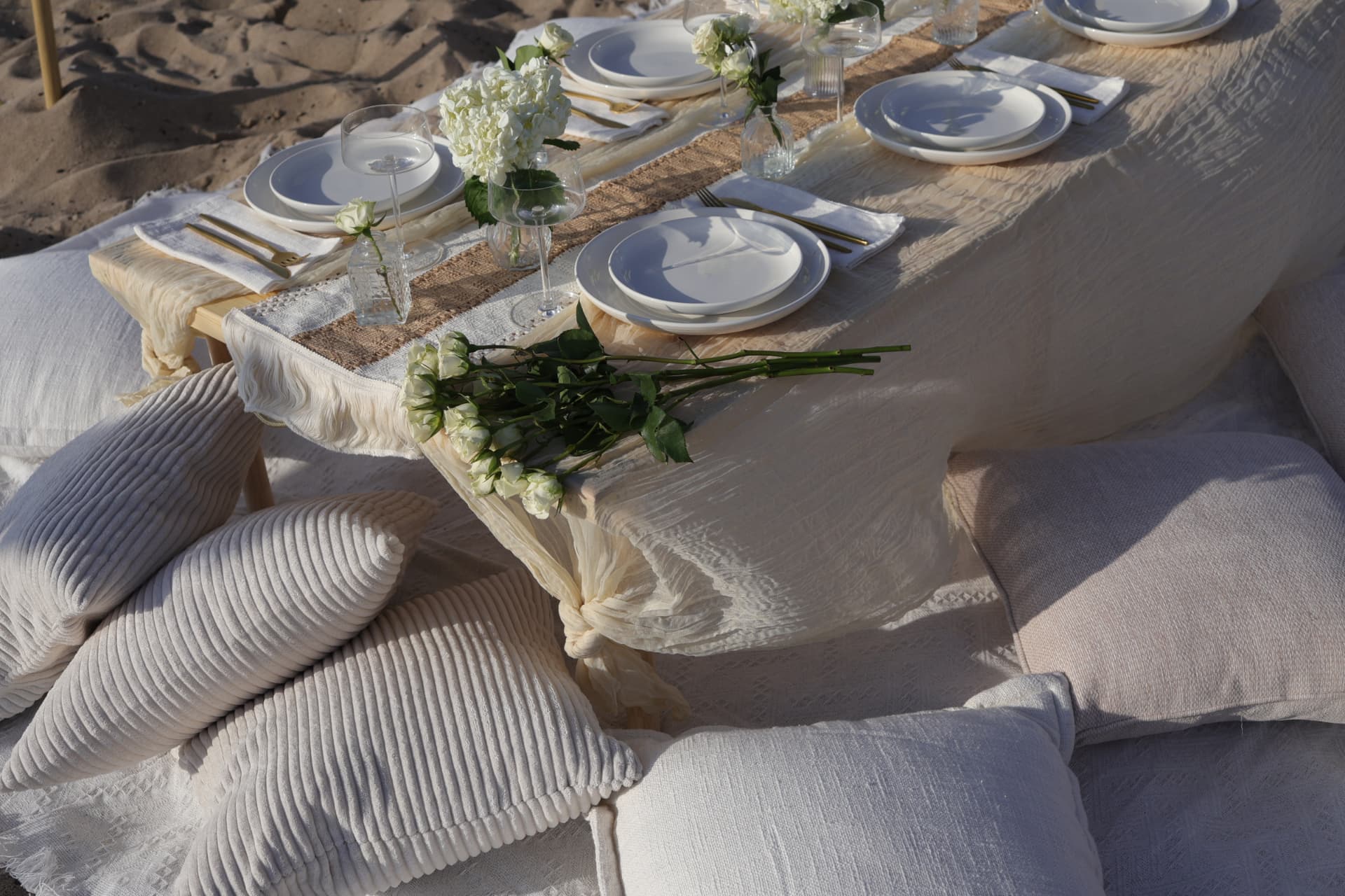 White, cream, and natural Picnella picnic setting